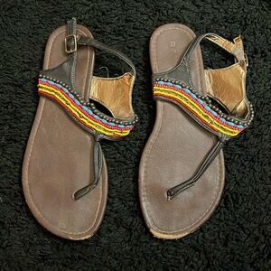 Women’s brown beaded sandals no size listed but fits like 9.5